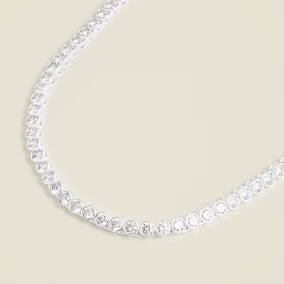 NWT JCrew Round cubic zirconia bezel-set tennis necklace - Picture 2 of 3